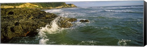 Framed Waves splashing on rocks, Oregon Coast, Oregon, USA Print