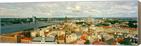 Framed High angle view of a cityscape, Daugava River, Riga, Latvia Print