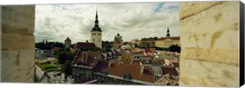 Framed High Angle view of Houses in a town, Tallinn, Estonia Print