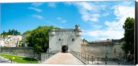 Framed Bridge leading to the city gate, Pont Saint-Benezet, Rhone River, Avignon, Vaucluse, Provence-Alpes-Cote d&#39;Azur, France Print