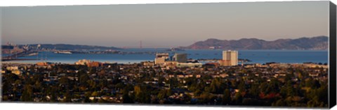 Framed Cityscape with Golden Gate Bridge and Alcatraz Island in the background, San Francisco, California, USA Print