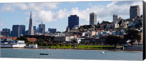 Framed Buildings at the waterfront, Transamerica Pyramid, Pacific Heights, San Francisco, California, USA 2011 Print