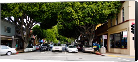 Framed Cars on the road in Downtown San Luis Obispo, San Luis Obispo County, California, USA Print