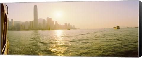 Framed Buildings at the waterfront, Victoria Harbour, Hong Kong, China Print