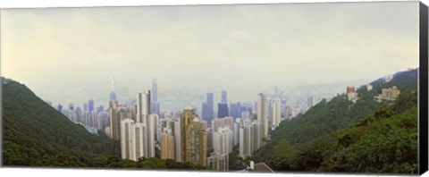 Framed Skyscrapers in a city, Hong Kong, China Print