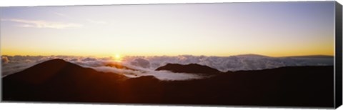 Framed Volcanic landscape covered with clouds, Haleakala Crater, Maui, Hawaii, USA Print