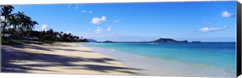 Framed Palm trees on the beach, Lanikai Beach, Oahu, Hawaii, USA Print