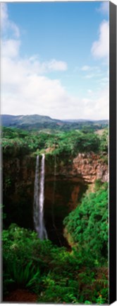 Framed Waterfall, Chamarel Waterfall, Chamarel, Mauritius Island, Mauritius (vertical) Print