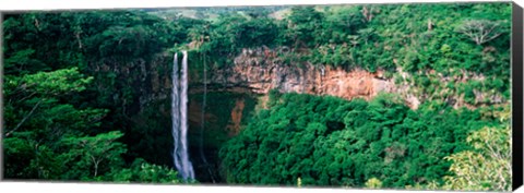 Framed Waterfall, Chamarel Waterfall, Chamarel, Mauritius Island, Mauritius (horizontal) Print