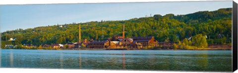 Framed Abandoned copper mine at the waterfront, Keweenaw Waterway, Houghton, Upper Peninsula, Michigan, USA Print
