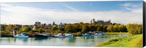 Framed Boats at River Arun, Arundel, West Sussex, England Print