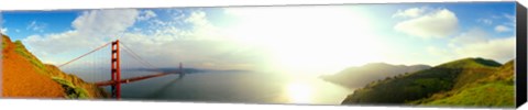 Framed Bridge across the bay, Golden Gate Bridge, Marin Headlands, San Francisco Bay, San Francisco, California, USA Print