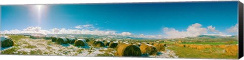 Framed Hay field in snow, Andorra, Principality of Andorra Print