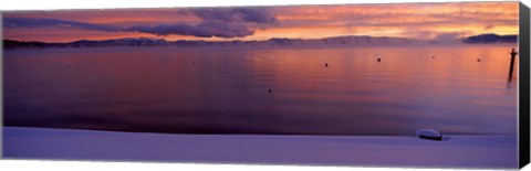 Framed Lake at sunset, Lake Tahoe, California Print