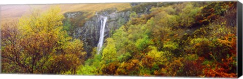 Framed Waterfall in autumn, Eas Mor, Allt Coire Na Banachdich, Glen Brittle, Isle Of Skye, Inner Hebrides, Scotland Print