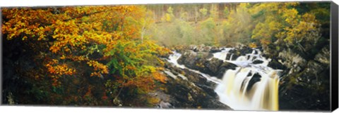 Framed Waterfall in autumn, Rogie Falls, Black Water, Garve, Ross-Shire, Scotland Print