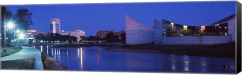 Framed Downtown Wichita at night, Kansa Print