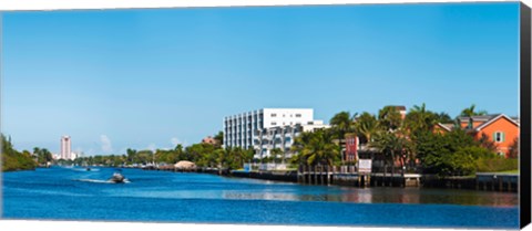 Framed Motorboats on Intracoastal Waterway looking towards Boca Raton, Florida, USA Print