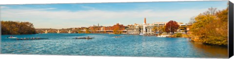 Framed Crew teams in their sculls on the Potomac River at Old Georgetown Waterfront, Washington DC, USA Print