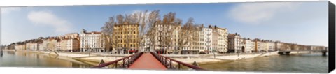 Framed Saint Vincent Bridge over the Saone River, Lyon, Rhone, Rhone-Alpes, France Print