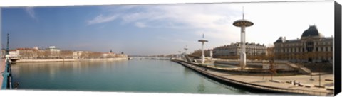 Framed City viewed from University Bridge, Rhone River, Lyon, Rhone, Rhone-Alpes, France Print