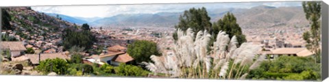 Framed High angle view of the city in a valley, Cuzco, Peru Print