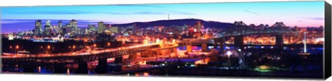 Framed Jacques Cartier Bridge with city lit up at dusk, Montreal, Quebec, Canada 2012 Print