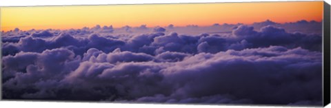 Framed Sunset above the clouds Print