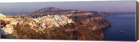 Framed High angle view of a town at coast, Fira, Santorini, Cyclades Islands, Greece Print