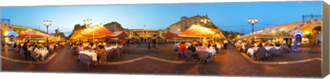 Framed People having outdoor dining at evening, Nice, Provence-Alpes-Cote d&#39;Azur, France Print