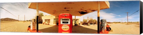 Framed Closed gas station, Route 66, USA Print