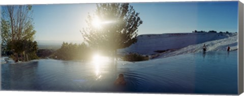 Framed Boy enjoying the hot springs and travertine pool, Pamukkale, Denizli Province, Turkey Print