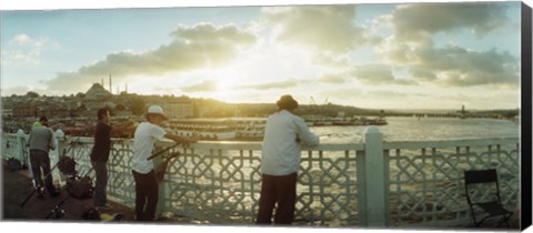 Framed People fishing in the Bosphorus Strait, Marmara Region, Istanbul, Turkey Print