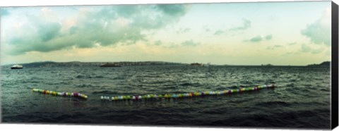 Framed String of balloons on the Bosphorus Strait, Istanbul, Turkey Print