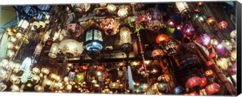 Framed Colorful lamps in the Grand Bazaar, Istanbul, Turkey Print