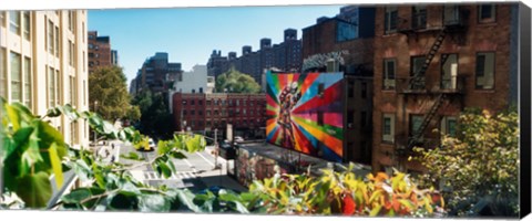 Framed Buildings around a street from the High Line in Chelsea, New York City, New York State, USA Print