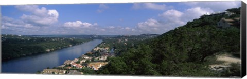 Framed High angle view of a city at the waterfront, Austin, Travis County, Texas, USA Print