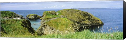 Framed Carrick-A-Rede Rope Bridge at Carrick-A-Rede, County Antrim, Northern Ireland Print