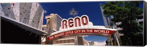 Framed Low angle view of the Reno Arch at Virginia Street, Reno, Nevada Print