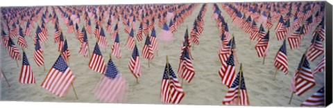 Framed 9/11 tribute flags, Pepperdine University, Malibu, California, USA Print