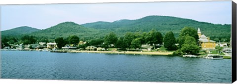 Framed Lake George shore line, New York State, USA Print