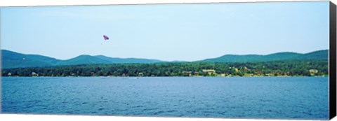 Framed Parasailing on Lake George, New York State, USA Print