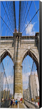 Framed People at a suspension bridge, Brooklyn Bridge, New York City, New York State, USA Print