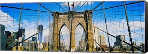 Framed Brooklyn Bridge with Freedom Tower, New York City, New York State Print