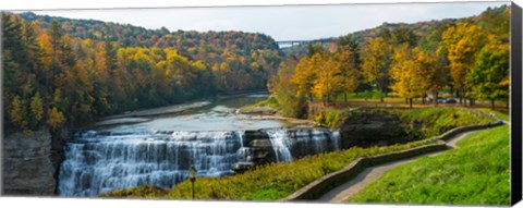 Framed Middle Falls in autumn, Letchworth State Park, New York State Print