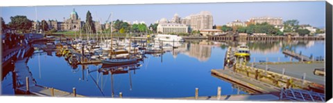 Framed Buildings at the waterfront, Inner Harbor, Victoria, Vancouver Island, British Columbia, Canada Print