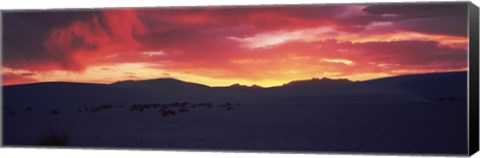 Framed Silhouette of a mountain range at dusk, White Sands National Monument, New Mexico Print