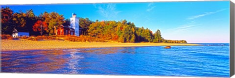 Framed Forty Mile Point Lighthouse on the beach, Michigan, USA Print