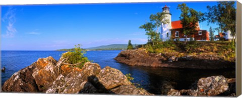 Framed Eagle Harbor Lighthouse at coast, Michigan, USA Print