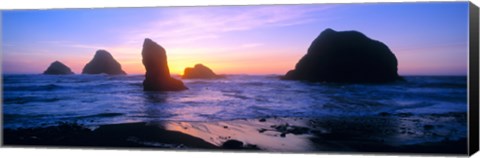 Framed Rock formations in the Pacific Ocean, Oregon Coast, Oregon, USA Print